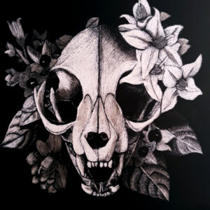 Cat Skull + Nightshade 8x8 Print