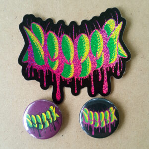 Drool Teeth Button & Sticker Pack